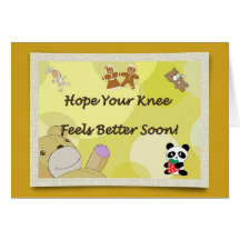 Get Well Soon Knee Surgery Teddy Bear Greeting Card