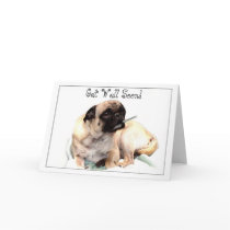 Get Well Soon pug greeting card