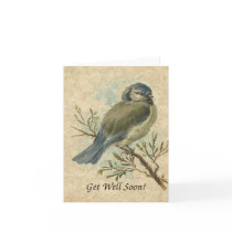 Get Well Soon, Vintage Bluetit Bird Card