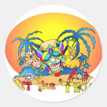 Get your TIKI On Round Stickers