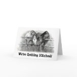 GETTING HITCHED: HORSE PENCIL ART: INVITATION GREETING CARD