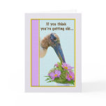Getting Older Birthday Card with Stork and Flowers