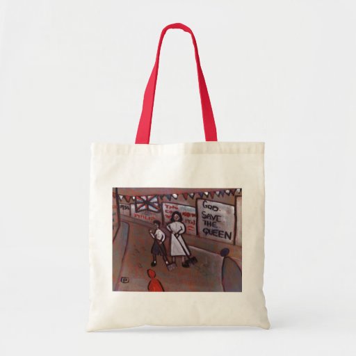 GETTING READY FOR THE STREET PARTY 1953 CANVAS BAGS