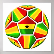 Ghana The Black Stars soccer ball Ghanaian flags Poster