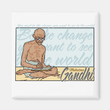 Ghandi Be The Change Quote Refrigerator Magnet
