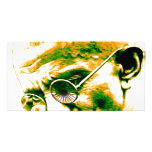 Ghandi in orange, green and white photo cards