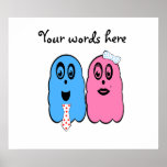 Ghost couple in pink and blue