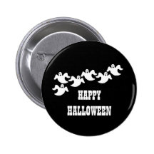 Ghost Party Halloween Button, Black