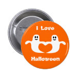 Ghosts Holding Hands I Love Halloween Button