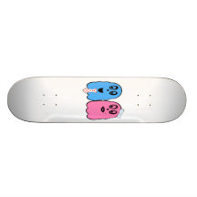 Ghosts in blue and pink with tie and bow custom skateboard