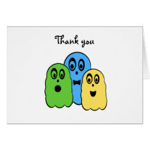 Ghosts in green yellow blue greeting card
