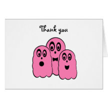 Ghosts in pink greeting card