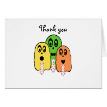 Ghosts in yellow green orange with ties greeting cards