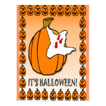 Ghosts like pumpkins postcards