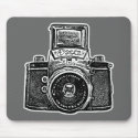 Giant East German Camera - Black, White and Grey mousepads