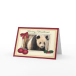 Giant Panda Bear & Baby Panda Christmas Card