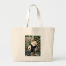 Giant Panda Climbing Down Tree Tote Bag