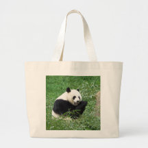 Giant Panda Eating Bamboo Tote Bags