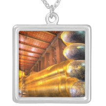 Giant reclining Buddha inside temple, Wat Pho, Necklaces