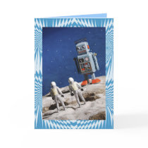 Giant Robot on the Moon Greeting Cards