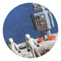 Giant Robot on the Moon Round Sticker