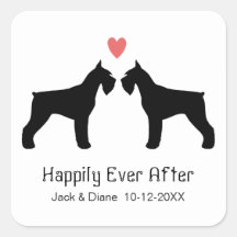 Giant Schnauzer Silhouettes with Custom Text Square Stickers