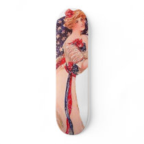 Gibson Girl Flag Lady Vintage Fashion 4th of July Skateboard Decks