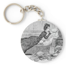 Gibson Girl Reading a Book Keychains