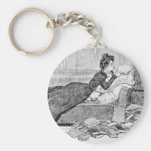 Gibson Girl Reading a Book Keychains