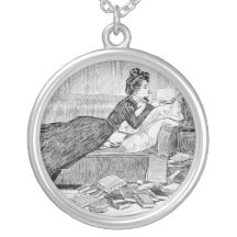 Gibson Girl Reading Personalized Necklace