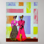 Gibson Girls in a Mondrian Pattern Posters