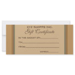 Gift Certificate biege stripes rack cards