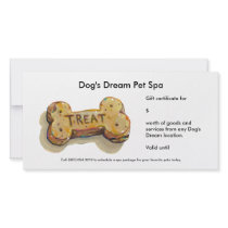Gift certificate card for dog business groomer spa