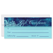 Gift Certificates Salon Spa Blue Floral Grunge