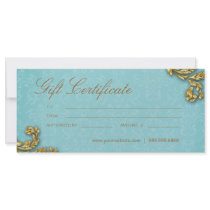 Gift Certificates Salon Spa Gold Leaf Blue