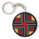 Gift ~ Greek Key Keychain in Red Black Tan +