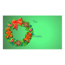 GIFT TAGS HOLLY, KIDS WREATH by SHARON SHARPE Business Card