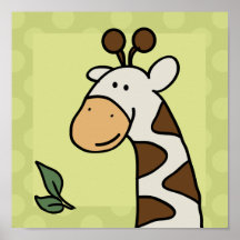 Gigi the Giraffe 10x10 Square Print in Green