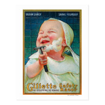 Gillette Safety Razor - Begin Early Shave Postcard