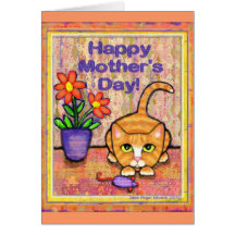Ginger Tabby Cat Mother's Day Greeting Card