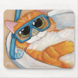 Ginger Tabby Cat with Snorkel Relaxing in a Sink mousepads