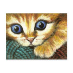 Ginger tabby playing with wool postcards