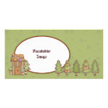 Gingerbread  house and trees custom photo card