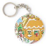 Gingerbread House Frosted Cookies Christmas Scene keychains