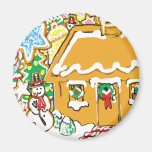 Gingerbread House Frosted Cookies Christmas Scene Magnets
