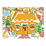 Gingerbread House Frosted Cookies Christmas Scene Postcards