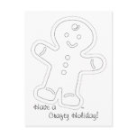 Gingerbread Man Colouring Card postcards