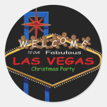 Gingerbread Man Las Vegas Christmas Party Stickers