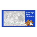 Gingerbread Photo Card Template (Trad 3 girl blue) photo cards