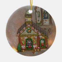 Gingerbread Porcelain Church Ornament